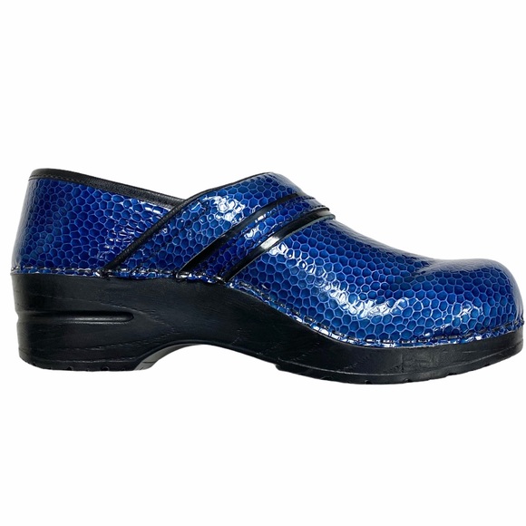 Sanita Shoes - SANITA Blue Faux Snake Skin Clog